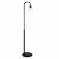 Hudson & Canal Henn &amp; Hart  Henderson Blackened Bronze Arc Floor Lamp with Clear Glass Shade FL0774